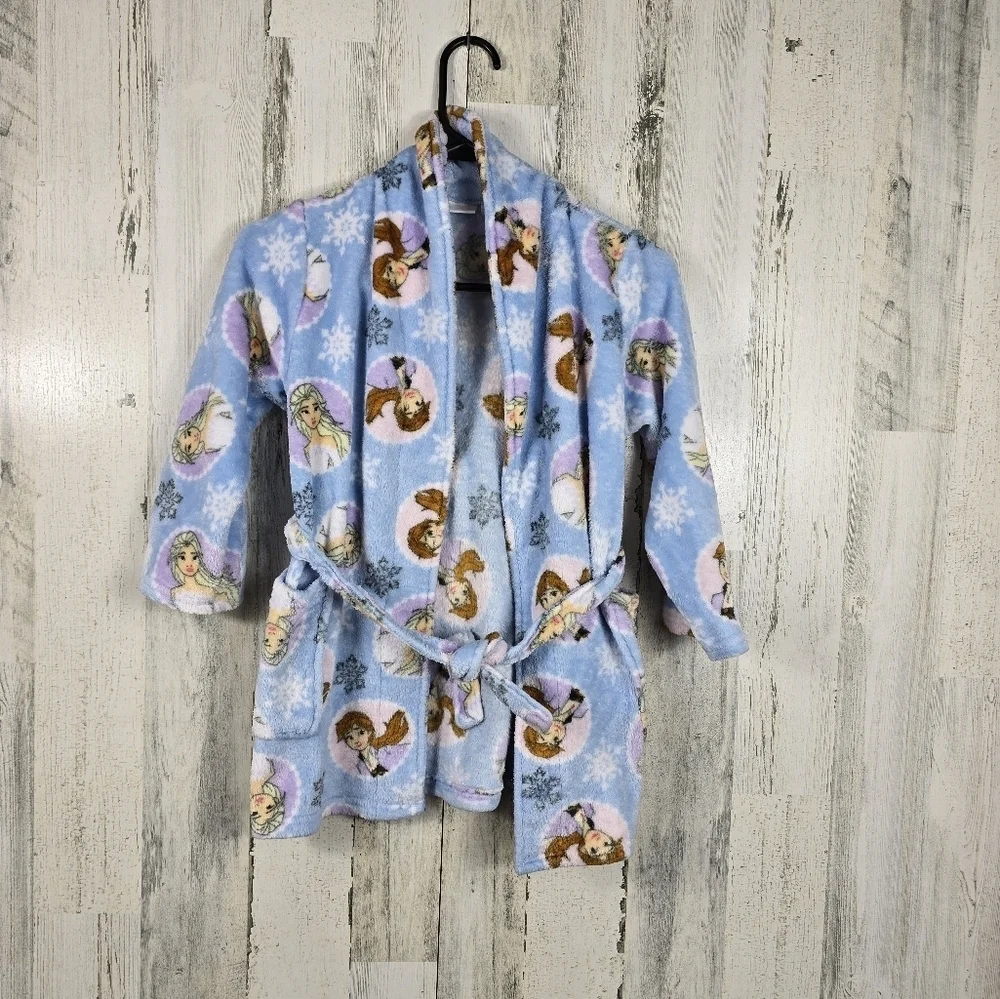 Disney frozen blue and white girls bath robe size 6